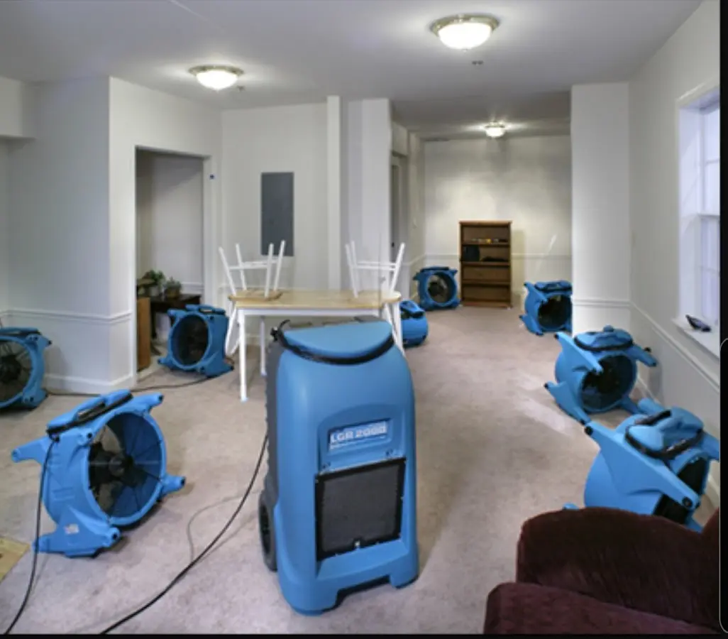 Air movers and dehumidifier setup for Water Extraction & Removal in Highland City